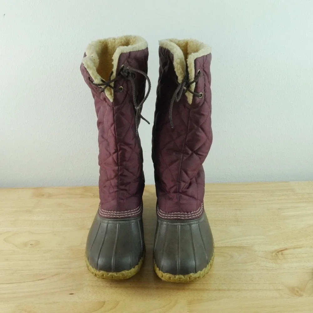 LL Bean Quilted Duck Boots Sherpa Lined Women 10 M USA Vintage Heritage Utility